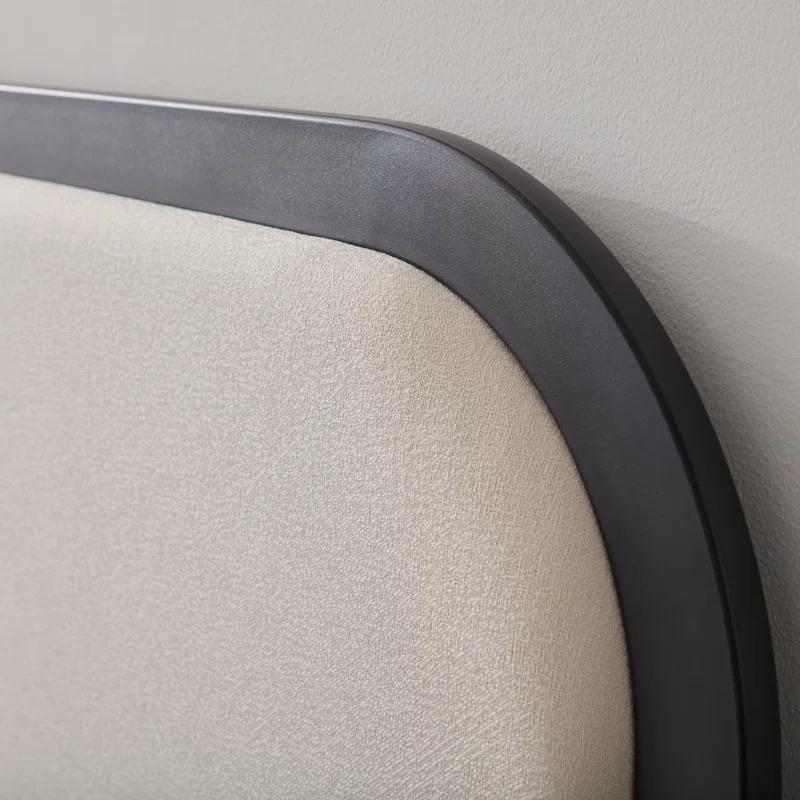 Brookside Metal Bed Frame with Rounded Upholstered Headboard