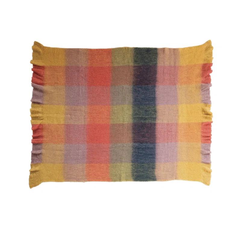 Creative Co-Op Patterned Wool Ruffled Throw Blanket