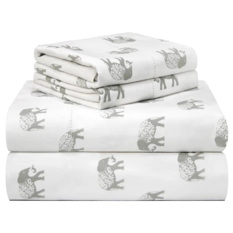 Pointehaven Flannel Animal Print Sheet Set