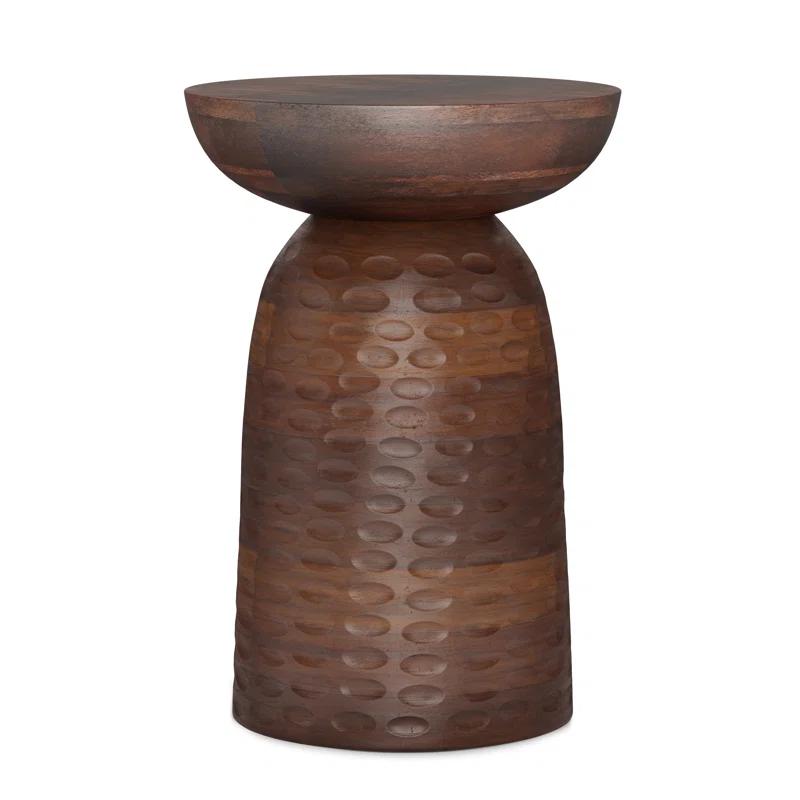 Simpli Home Boyd Solid Mango Wood Pedestal Accent End Table