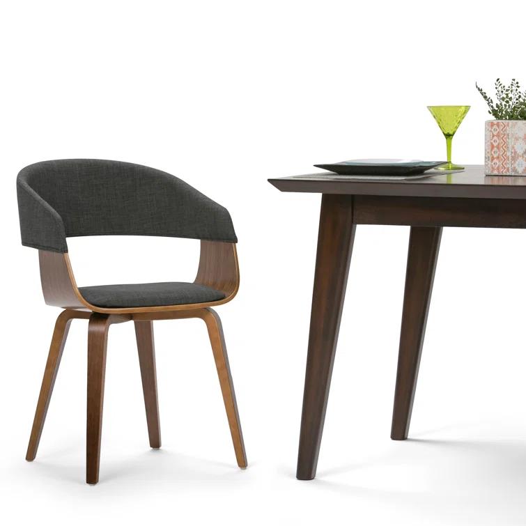 Lowell Bentwood Upholstered Dining Chair with Curved Backrest in Mid-Century Modern Style