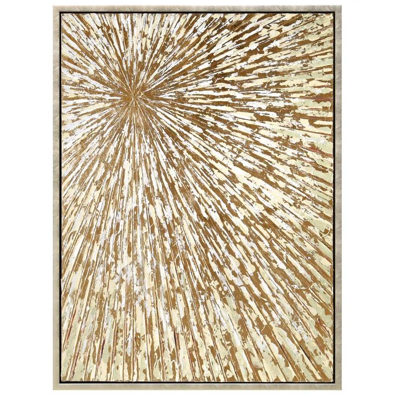 Empire Art Direct Radiant Burst Metallic Hand Painted Framed Canvas Wall Art with Gold Foil