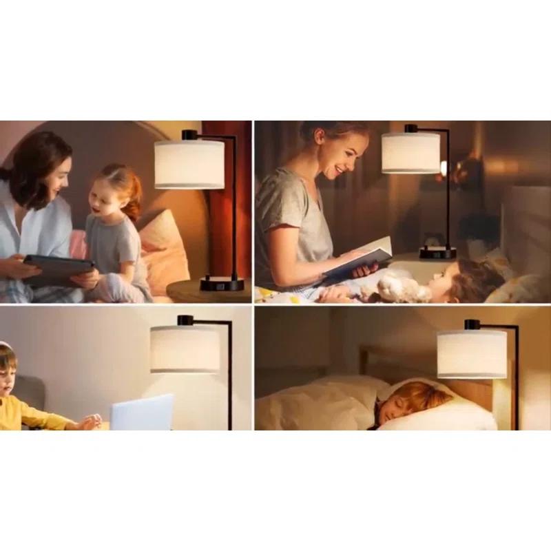 Mercer41 Navreet Table Lamp Set with USB C+A Charging Ports Fully Stepless Dimmable Bedside Lamp (Bulbs Included)  (Set of 2)