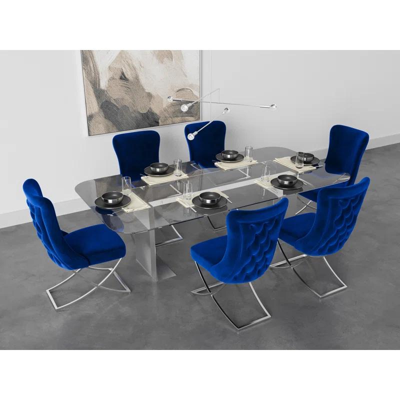 Orren Ellis Upholstered Modern Silver Legged Dining Chair, Set of 2 (Set of 2)