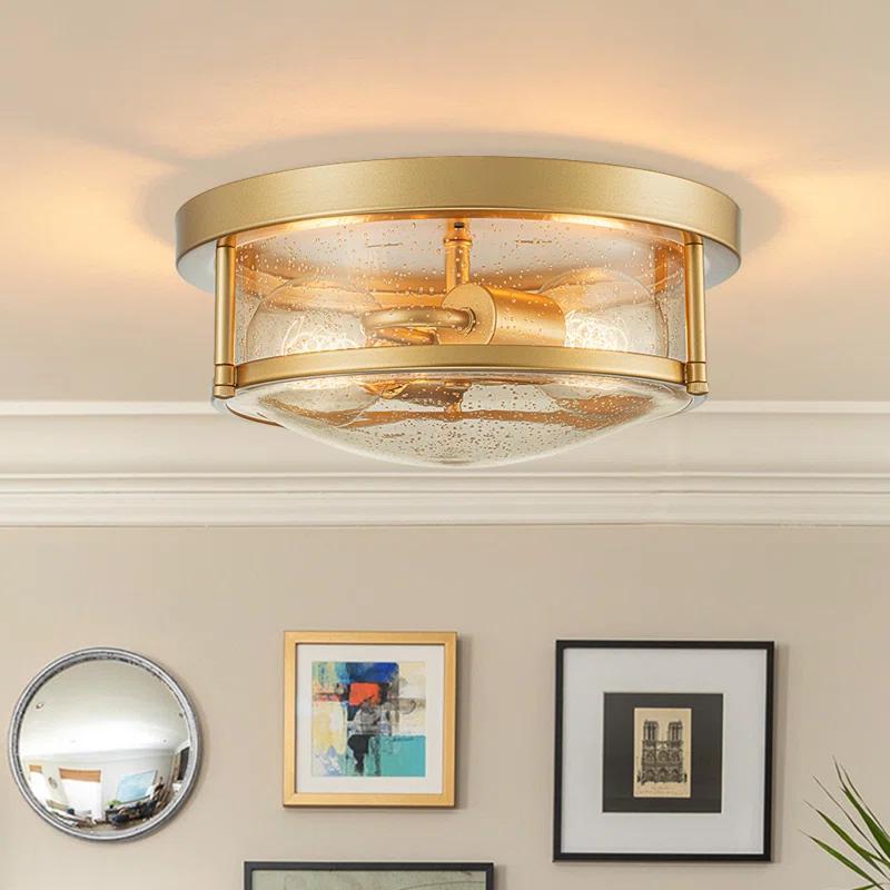 Lampkins 2 - Light Seeded Glass Shaded Flush Mount