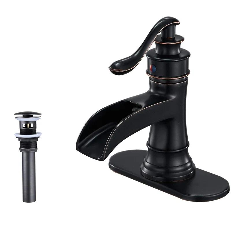 Single-Hole Single-handle Bathroom Faucet with Drain Assembly
