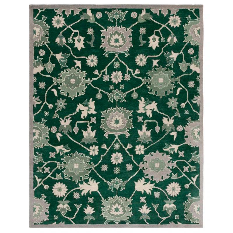 Lauren Ralph Lauren Lauren Ralph Lauren Hand Tufted Wool/Cotton Floral Rug in Dark Green/Ivory