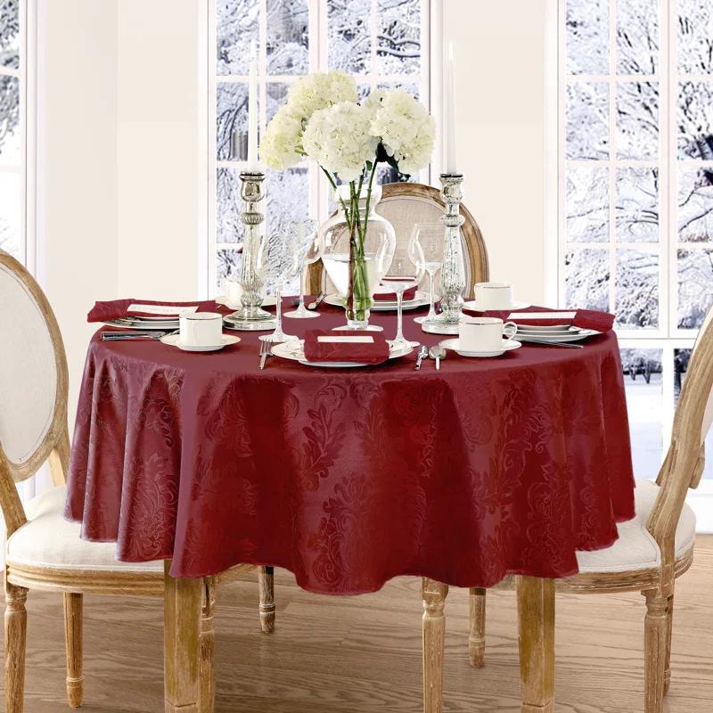 Ophelia & Co. Burchfield Floral Jacquard Round Polyester Tablecloth