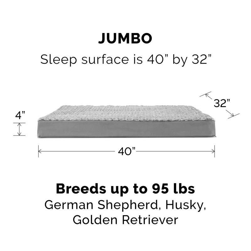 FurHaven Ultra Plush Faux Fur & Suede Orthopedic Foam Deluxe Mattress Dog Bed