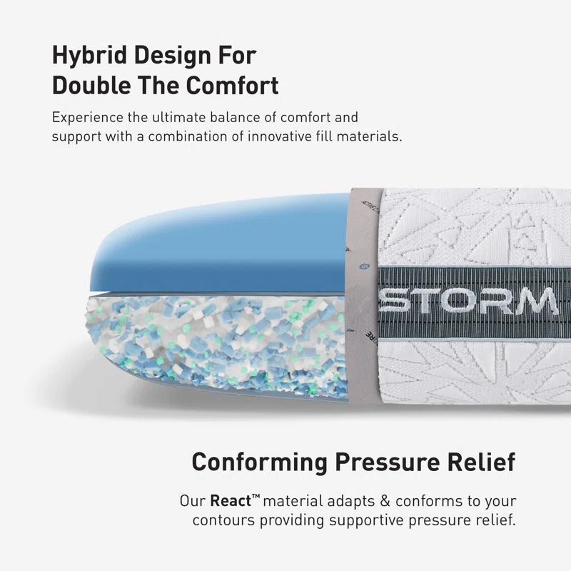 Bedgear Bedgear Storm Cuddle Curve Performance Cooling Pillow for Side Sleepers- Medium Firmness