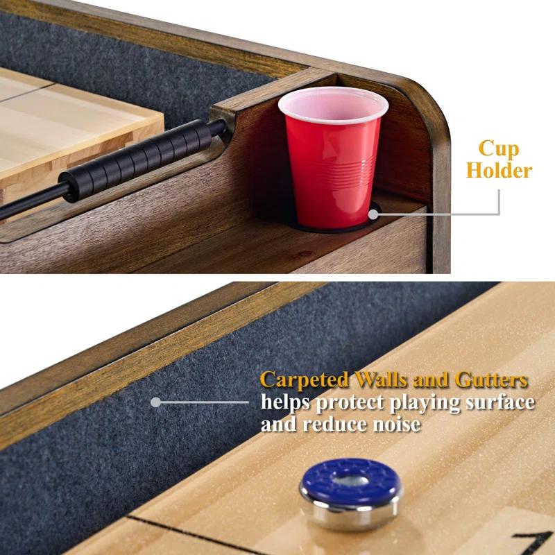 Barrington Billiards Company Barrington Billiards 12' Coventry Shuffleboard Table With Scratch-Resistant Playfield and 8 Puck Set