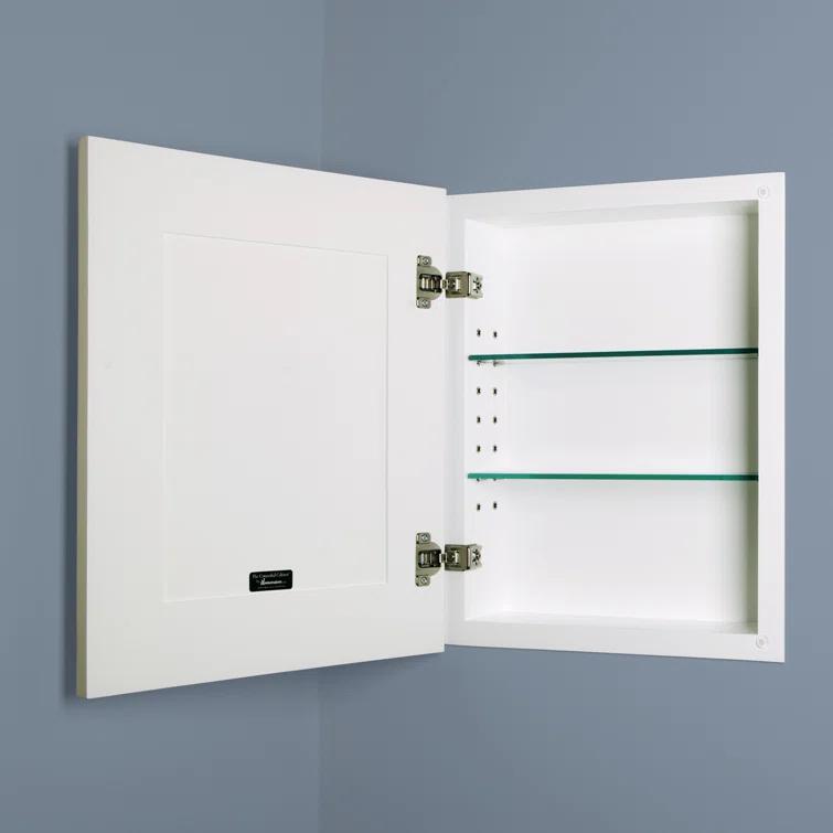 Fox Hollow Furnishings Recessed Framed 1 Door Medicine Cabinet with 2 Adjustable Shelves