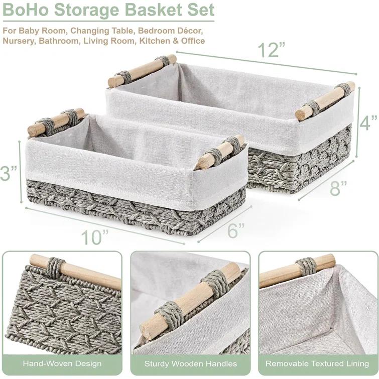 Sorbus Handmade Storage Paper Rope Baskets 2 Pack