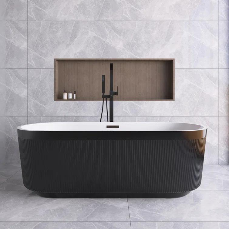 JimsMaison 67'' Freestanding Soaking Acrylic Bathtub JMBAFBT05-67B