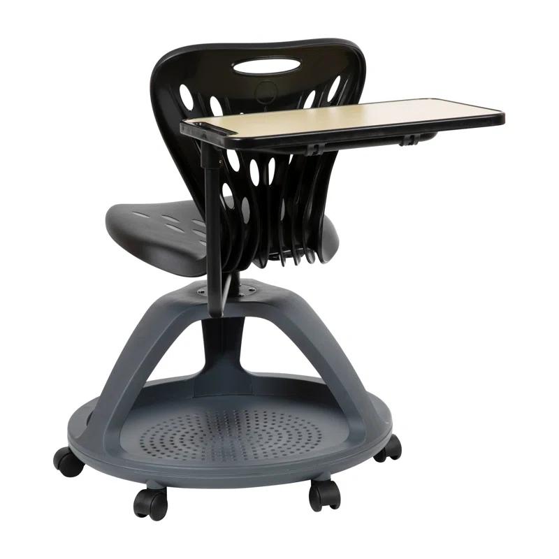 Flash Furniture Mobile Desk Chair with 360° Tablet Rotation and Storage Cubby