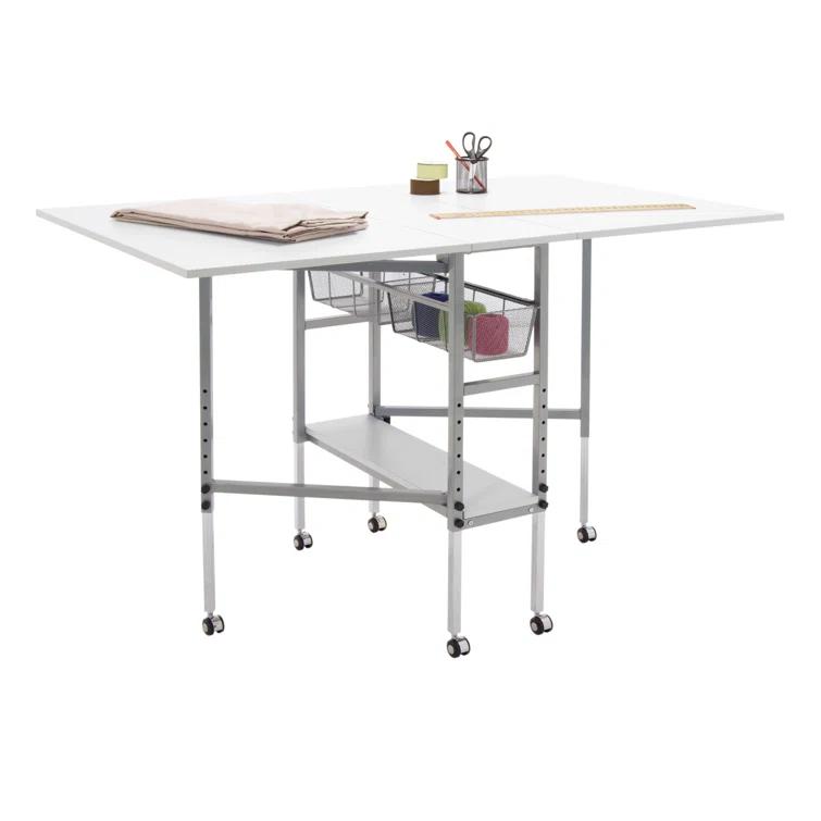 Sew Ready 58.75'' x 36.5'' Foldable Sewing Table with Sewing Machine Platform and Wheels
