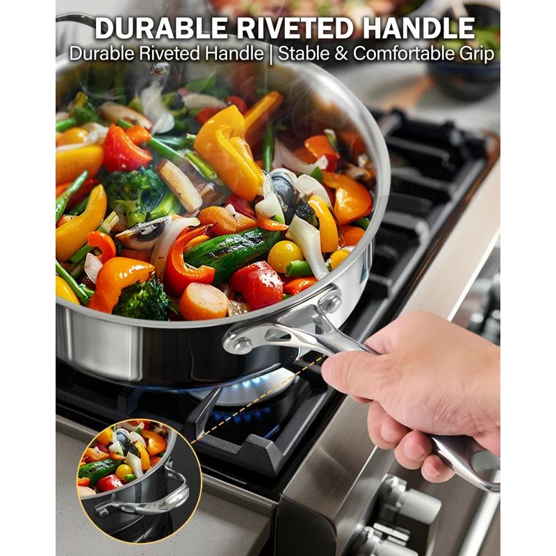 Cooks Standard Cooks Standard Classic 5 QT 11 inch Stainless Steel Saute Pan Frying Pan Skillet with Lid