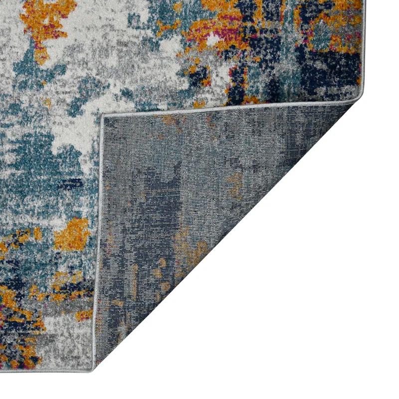 Chelsea Abstract Transitional Durable Performance Orange/Blue Area Rug