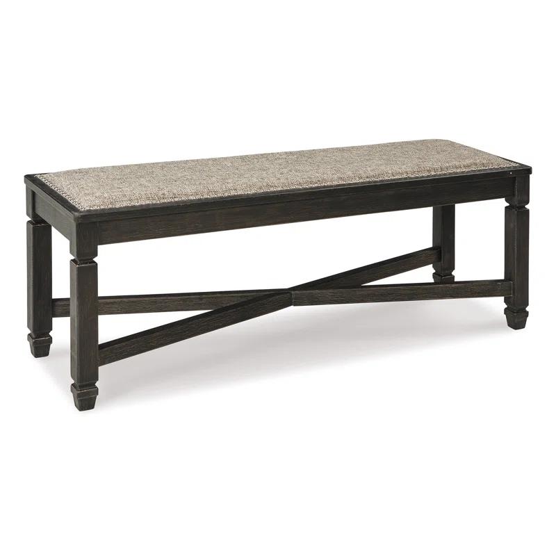 Benjara Trekk Dining Bench, X-Stretcher And Nailhead Trim, Black Wood, 50 Inch
