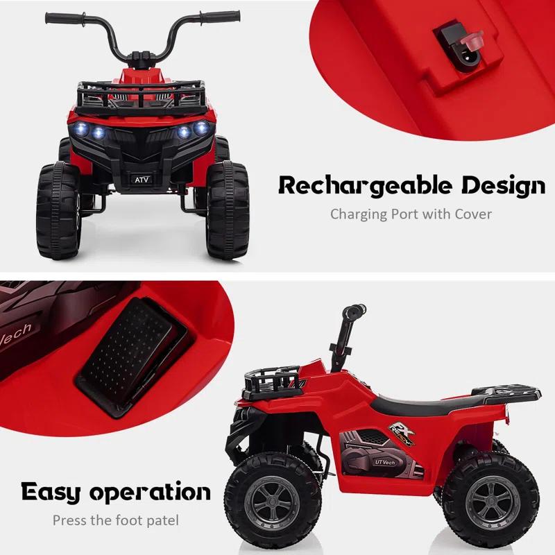 Hetoy Kids Ride On ATV, 12V Battery Powered Electric Vehicle