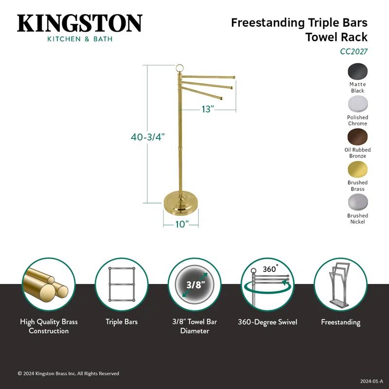 Kingston Brass CC2025 Kingston Brass Vintage Freestanding Triple Towel Rack