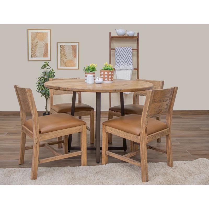 International Furniture Direct Tulum Solid Wood Chair With Upholstered Seat (Set of 2)