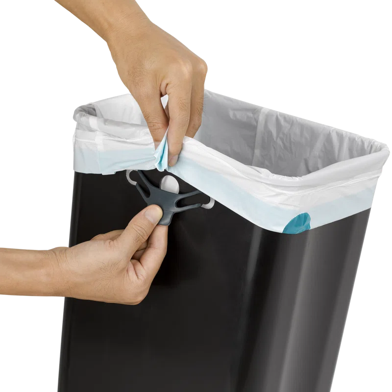 Home Zone Living Open Top Trash Can Dual Removable Liners for Trash and Recycling Stainless Steel