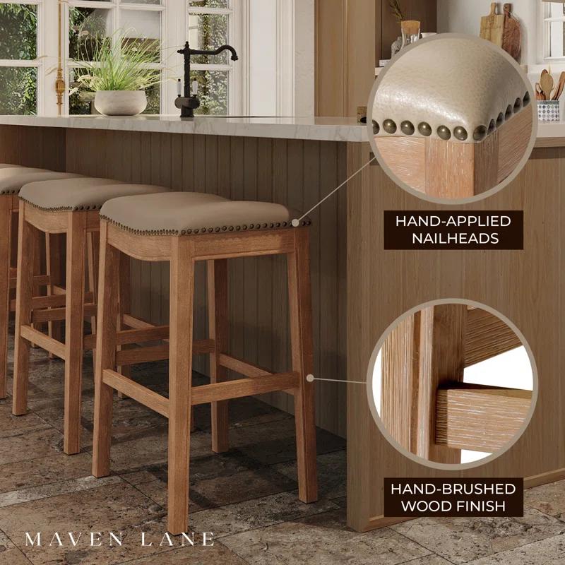Maven Lane Maven Lane Adrien Backless Saddle Kitchen Stool with Fabric Upholstery