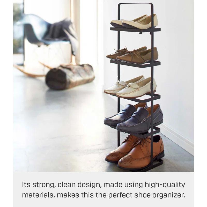 Yamazaki Home Steel Upright 5 Pair Shoe Rack with Handle