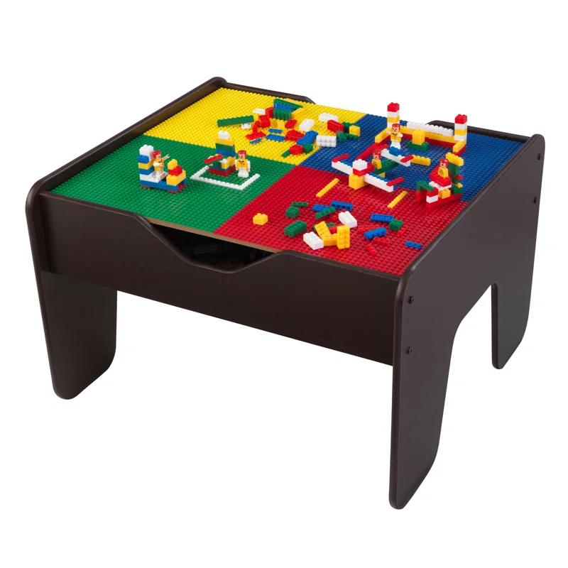 KidKraft 2-in-1 Wooden Activity Table with Board, Train Set and 195 Bricks