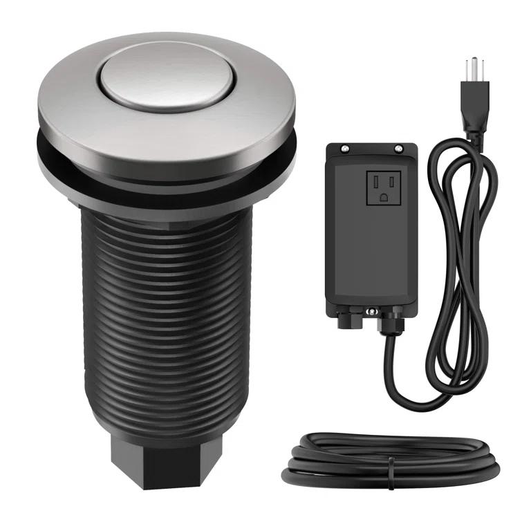 Kraus KRAUS Garbage Disposal Air Switch Kit with Push Button, AC Adapter, Power Cord, and Air Tube Included