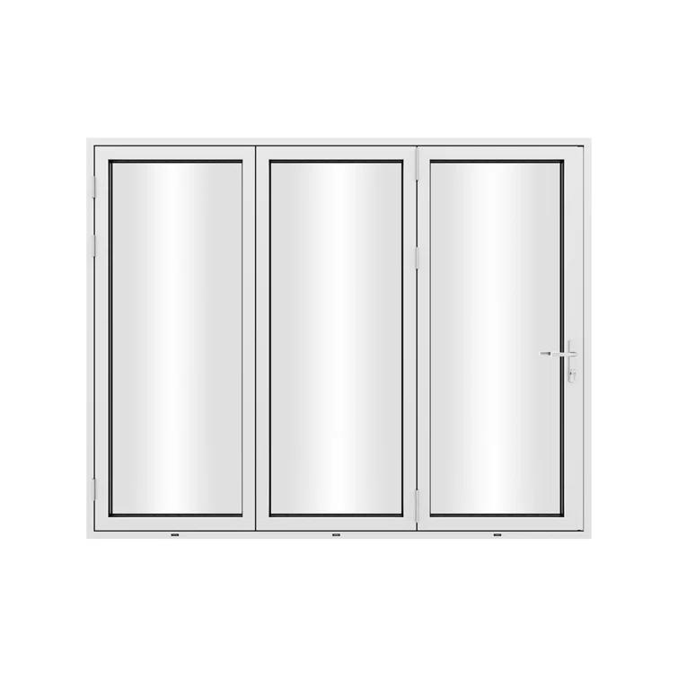 KaMic KaMic 96" inch - 3 Panels Glass Aluminum Folding Door In Black