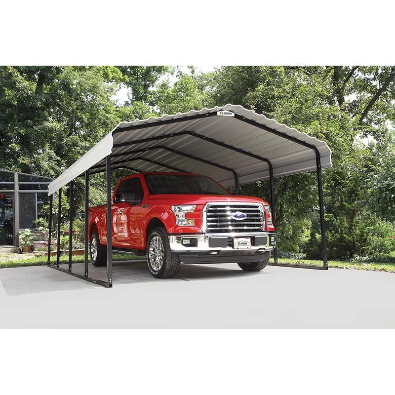 Arrow Steel Carport, 12 ft. x 20 ft. x 7 ft. Galvanized Black/Charcoal