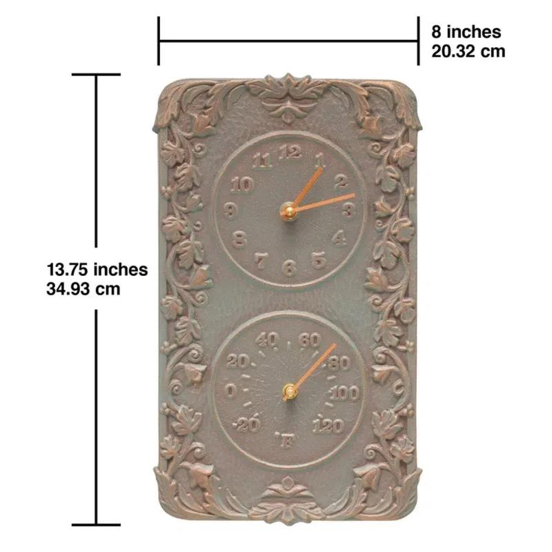 Whitehall Products Acanthus Indoor/Outdoor Wall Clock and Thermometer