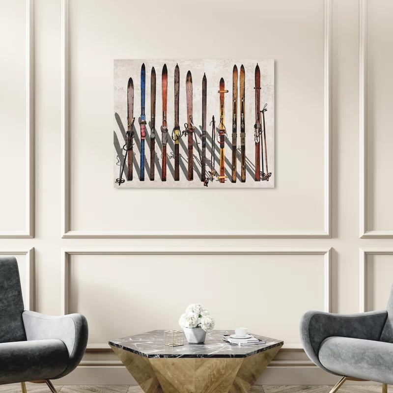 Art Remedy " Sports And Teams Vintage Skis, Modern & Contemporary Brown " by Oliver Gal