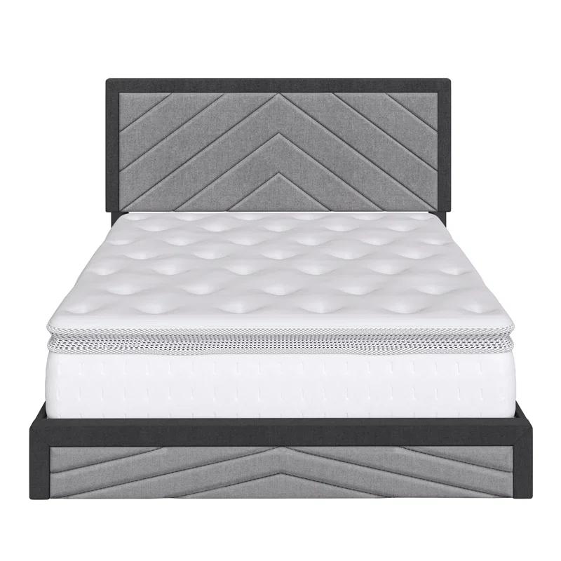 Boyd Sleep Barcelona Linen or Faux Leather Upholstered Platform Bed Frame with Adjustable Headboard, Heavy Duty Slat Support System, No Box Spring Required - Boyd Sleep