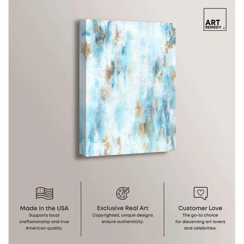 Art Remedy Art Remedy Textured Shades Framed Blue Abstract 1 Piece Canvas Wall Art 57567