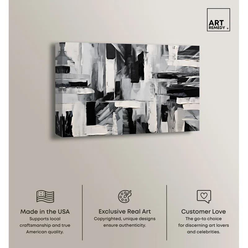 Art Remedy Melosa Canvas Modern Black White Abstract Wall Art by Art Remedy