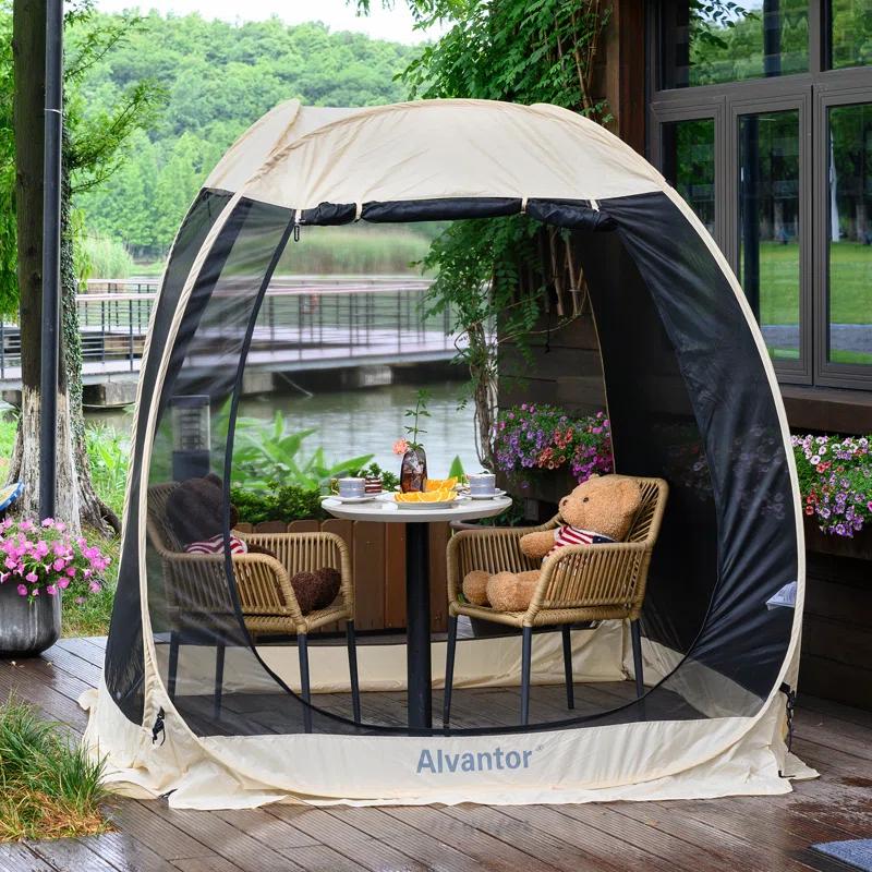 EighteenTek Fiberglass Patio Gazebo Pop Up with Screen Room Tents