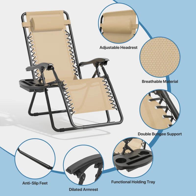 Arlmont & Co. Zero Gravity Chairs Recliners Outdoor Adjustable Foldable Reclining Lounge Chairs with Cup Holder & Reviews | Wayfair