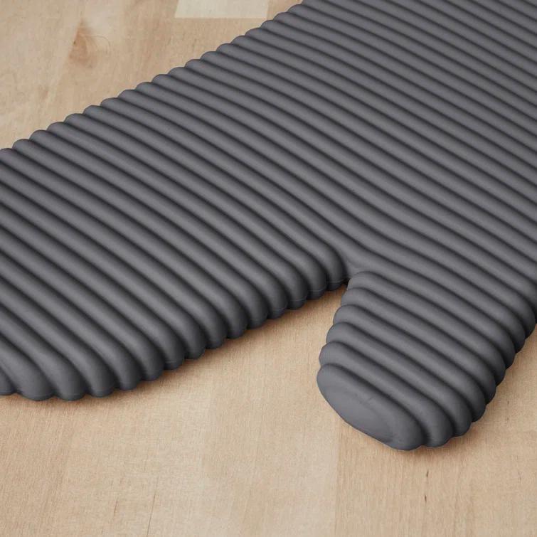 KitchenAid Charcoal Ribbed Soft Silicone Oven Mitts, Set of 2