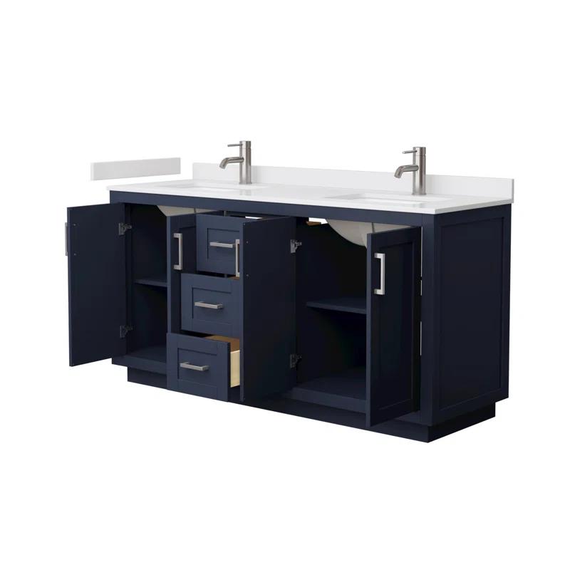 Wyndham Collection Miranda 66" Freestanding Double Bathroom Vanity with Cultured Marble Top