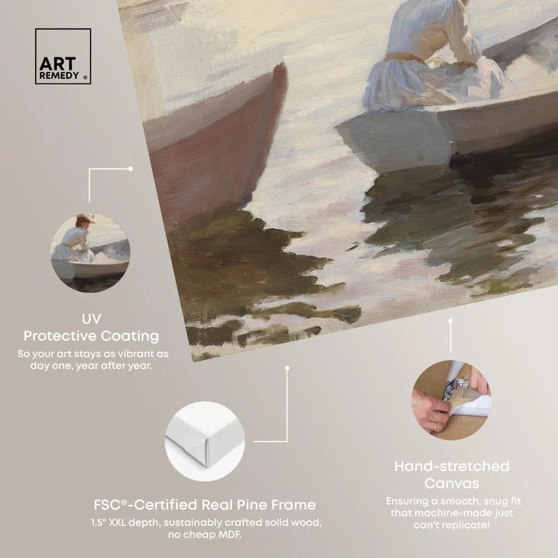 Art Remedy Woman in a Rowing Boat Canvas Classic Female Portraits by Art Remedy