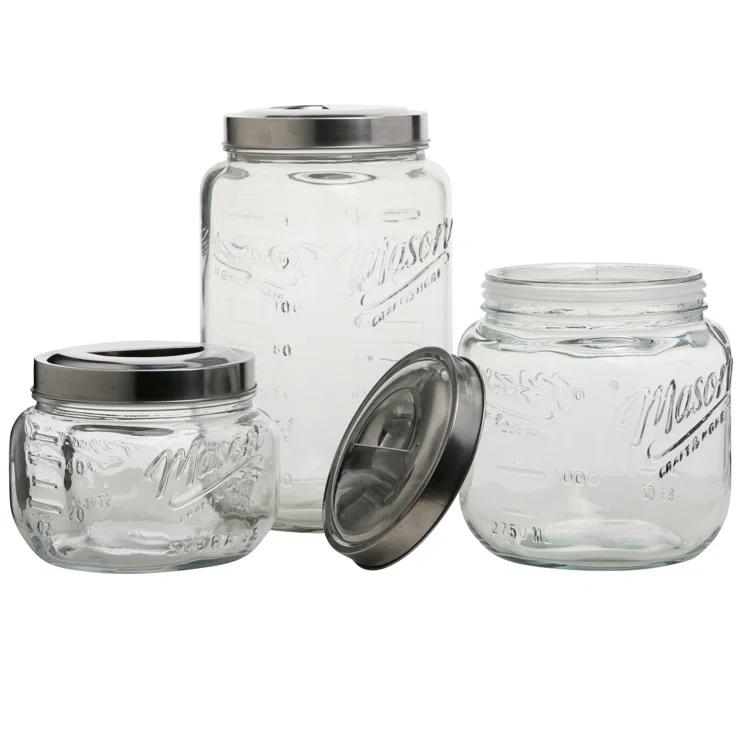 Mason Craft & More Vintage Storage Jars Glass Canister - Set of 3