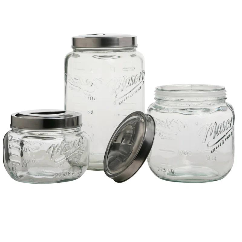 Mason Craft & More Vintage Storage Jars Glass Canister - Set of 3