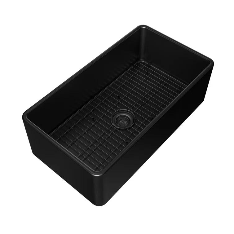 mondawe Farmhouse / Apron Single Bowl Fireclay Kitchen Sink KMSC0005-F33W