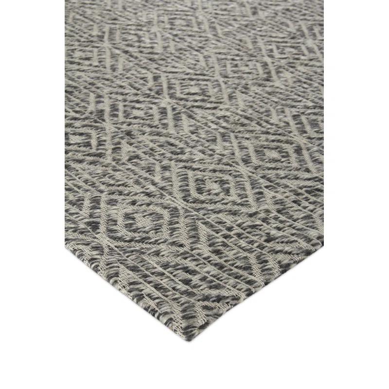 EXQUISITE RUGS Woven Earth Handmade Flatweave Wool Charcoal/Ivory Area Rug | Wayfair