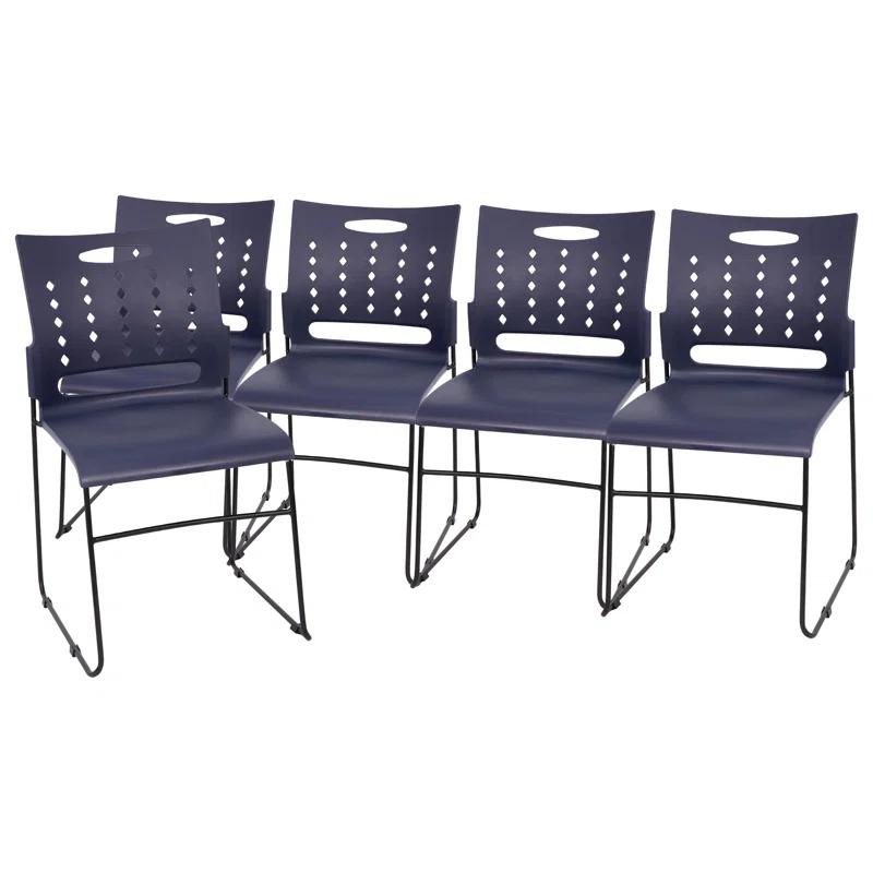 Heidi 881 lb. Capacity Sled Base Stack Chair with Air-Vent Back (Set of 5)