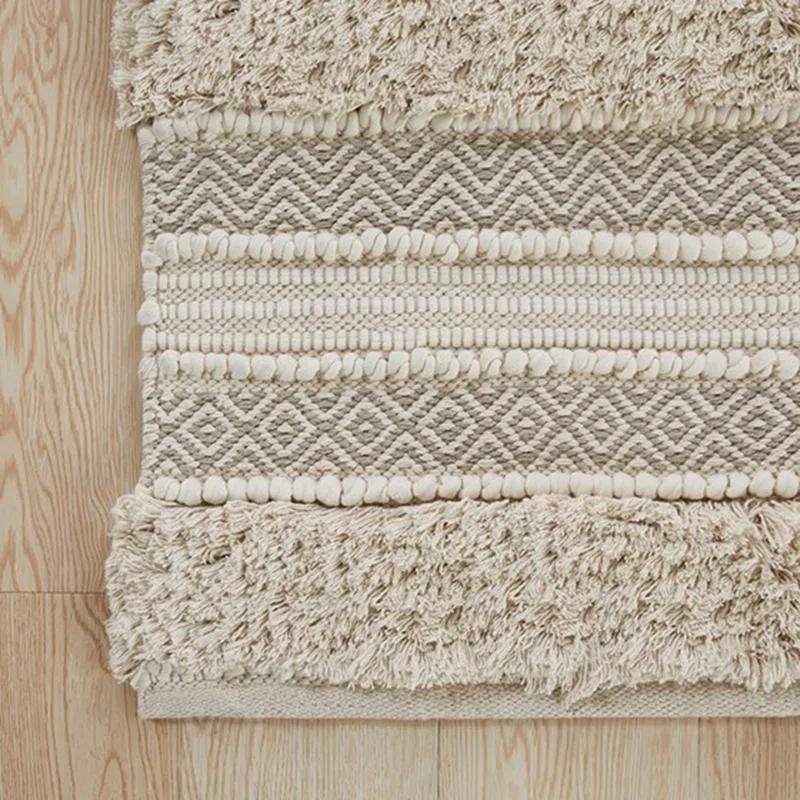 Ink+Ivy, JLA Home 22"x58" Asher Woven Textured Striped Bath Rug Natural : Microfiber, Machine Washable, Non-Slip Backing