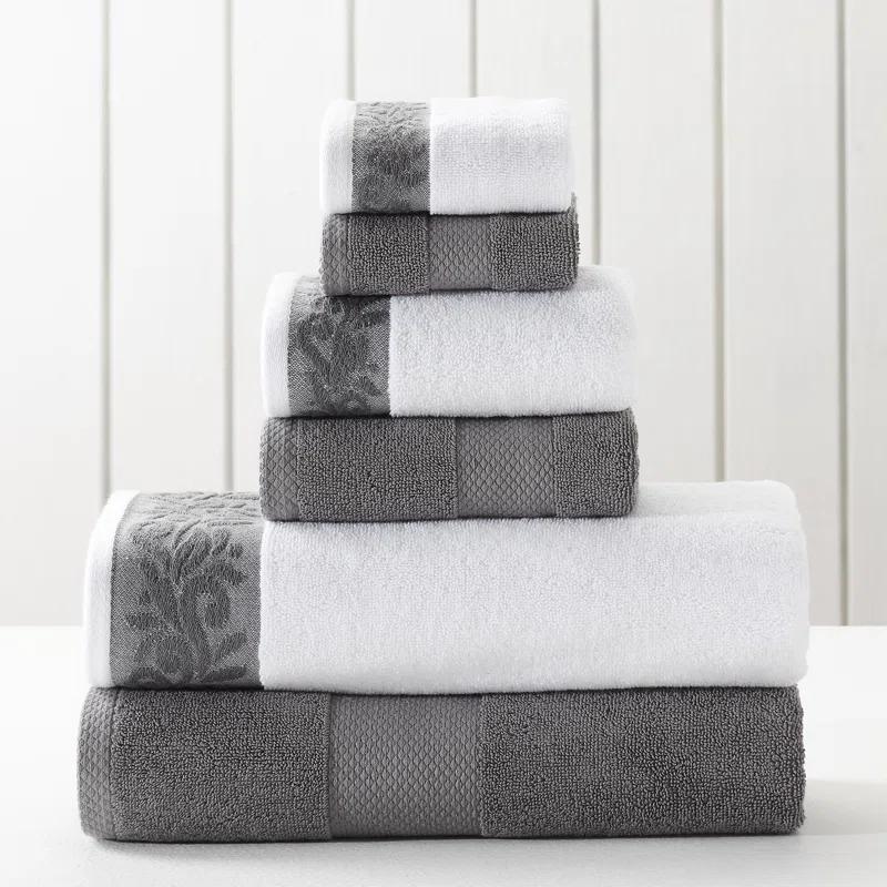 Modern Threads Modern Threads 600 GSM 6-Piece Towel Set with Filgree Jacquard Border